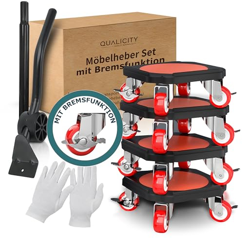 Der praktische Möbelroller mit BREMSEN – 4X Möbelgleiter und Möbeltransportrollen - Ideale Möbelrollen für mühelosen Transport – Hochwertiger Transportroller und Möbelheber für schwere Möbel