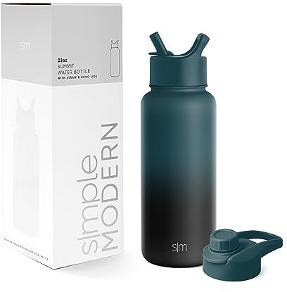 Simple Modern Trinkflasche mit Strohhalm und Chug-Deckel | Wasserflasche Edelstahl Isolierte für den Sport Fitnessstudio | Summit | 950ml | Moonlight