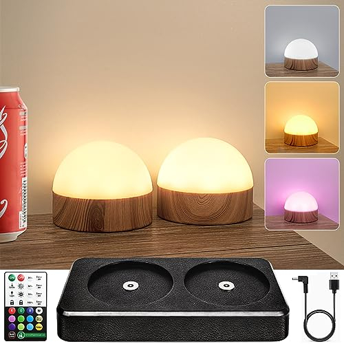 HL Nachttischlampe 2er Set Dimmbar LED Tischlampen 12 Farben 4 Modi mit Timing Memery Funktion Nachtlicht IP68 Wasserdich für Schlafzimmer Wohnzimmer Nachtlampe Esszimmer Bar Camping (Halbkreis)