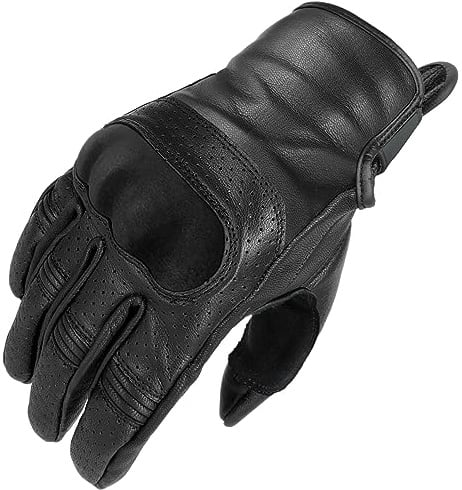 TacFirst AMALFITANA Motorrad Handschuhe Leder H030, atmungsaktive Retro Motorradhandschuhe, Vintage Hard Knuckle Knöchelschutz (Limited 2023 - Wild Black, M)