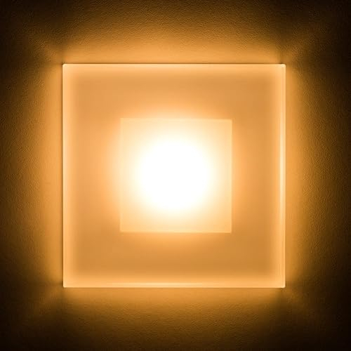 LED Treppenbeleuchtung Premium SunLED Max 230V 3W Warmweiß Glas Hochwertig Treppenlicht mit Unterputzdose Treppen-Stufen-Beleuchtung Wandeinbauleuchte