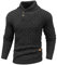 Qinfren Jersey para Hombre Suéter Sudadera De Punto Tejido Grueso para Hombre Suéter con Cuello Alto Jersey con Dos Botones Invierno