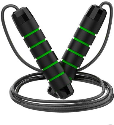 Skipping Rope - Jumping Rope Adjustable For Men Women Kids - Jump Rope For Exercise Fat burning Workout Home or Gym personal Training Rope Green