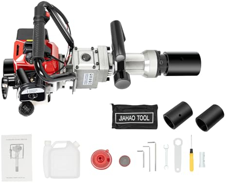 WSIKGHU Pfahlramme 2 Takt Benzin Motor Pfostentreiber T-Pfosten Driver 32.6CC Tragbarer Benzin Pfostenramme mit 55mm+70mm Hülse Schlagenergie 20-45J für Eine Reihe Von Rammarbeiten