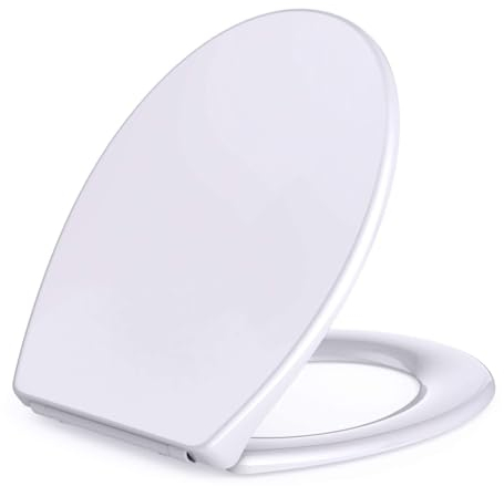 Abattant WC, Lunette WC, Frein de Chute Cuvette Toilette, Abattant WC Avec Frein de Chute Fermeture en Douceur, Forme O Cuvette WC, Nettoyage facile, Abattant Toilette WC, Blanc Lunette Toilettes WC