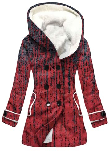 KONG JIMFAN Fleecejacke Damen Pullover Decke Wanderjacke Damen Blazer Softshelljacke Damen Damen Sweatjacke Mit Kapuze Daunenjacke Damen Leicht Beige Winterjacke Damen Regenjacke Damen(Deep Red,S)