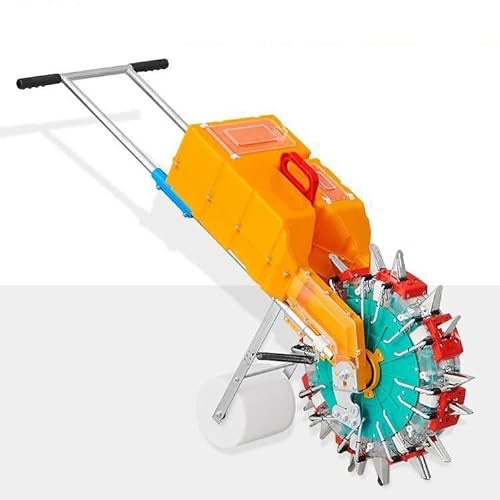 HJDSUDU Manual Seeder, corn planter with wheels,Hand-Push Wheat Seeder, Metal Precision Garden Seeder,Garden Seeder Roller Seeding and Fertilizer Applicator,8 mouths