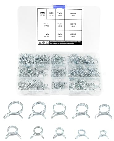 JINTANG 150 Pezzi fascette stringitubo,5-14mm fascette metalliche stringitubo,Regolabili fascette stringitubo inox,Per Moto, Scooter, ATV, Tubi Automobilistici (10 misure)