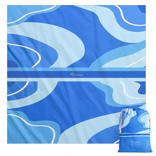 Diveblues wasserdichte Picknickdecke - Sandfreie Stranddecke XXL - picknickdecke waschbar aus Weichem und Strapazierfähigem Material - Leicht und Tragbar - Ideal für Reisen, Camping und Strandurlaub