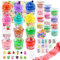 Okaybee 32 FL OZ Big Premade Slime Kit, 12 Pack Slimes Includes 6 Butter Slime & 6 Clear Crystal Slime, 38 Pcs Slime Pack with Slime Charms & Jelly Cube Slime Add-ins, Slime Party Favors for Kids