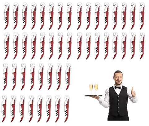 Tire Bouchon Sommelier,Limonadier Professionnel Serveur, Couteaux en Acier Inoxydable Avec DéCapsuleur et Coupe-Capsule (24, Rouge)