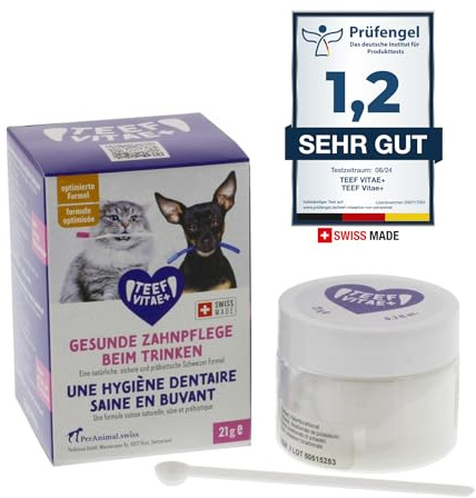 TEEF Vitae+ | Eine effektive, einfache und tägliche Zahnpflege für Hund und Katze (bis zu 210 Anwendungen) | ★Unterstützt die Reduktion von Zahnstein ★Reduziert Mundgeruch deutlich ★Swiss Made