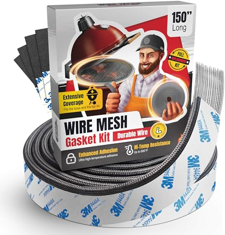 Kit di guarnizioni in rete metallica per Kamado Joe Classic - Kit di guarnizioni in fibra di vetro da 380 cm - Adatto per Big Green Egg - Accessori e parti di ricambio Kamado - Guarnizione per