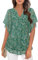 Vafoly Damen Bluse Blusen für Frauen Business Casual Rüschenärmel Tuniken zu Tragen mit Leggings Frauen Kleidung Shirts Henley V-Ausschnitt Bluse Arbeit Büro Kleidung Nebelgrün XL