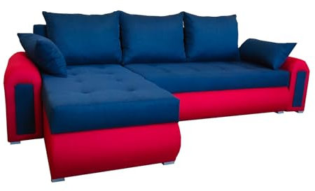 Ecksofa mit Schlaffunktion RELAX in blau-rot