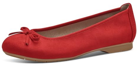 Jana Damen Ballerinas mit Schleife Vegan, red, 40