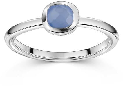 Materia Silberring Damen 925 Silber mit blauem Stein - Chalcedon Schmuck SR-158-60