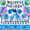 Birthday Party Decorations, 97PCS Birthday Tableware Set with Banner, Cake Toppers, Balloons, Tablecloth, Cups, Plates & Napkins, Kids Birthday Party Supplies