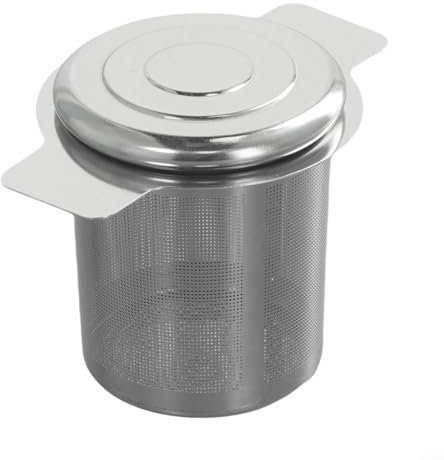 Filtro infusor de té de acero inoxidable, tapa y rejilla, fácil de limpiar, premium