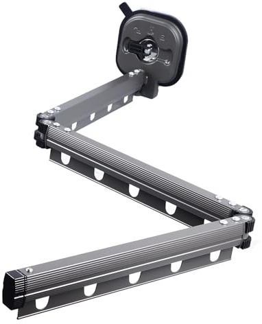 Yechiry Ausziehbarer Wäscheständer aus Aluminium, an der Wand Montierter Kleiderbügel, Fensterglas, Marmor, Badezimmer, Balkon, Schlafsaal (Dreifach gefaltetes Grau)