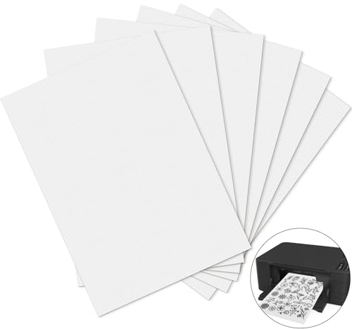 JSRQT 6 Sheets Printable Embroidery Patterns, Blank Water Soluble Embroidery Stabilizer,Stick and Stitch Transfer Paper,Hand Embroidery Supplies for Hand & Machine Embroidery,8.3 x 11 Inches