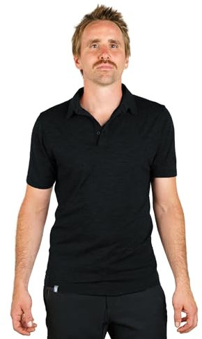 ALPIN LOACKER Merino Shirt Herren Kurzarm I Antischweißshirt I Merinowolle Tshirt I Thermooberteil atmungsaktiv, Polo Schwarz L