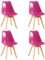EGGREE Pack de 4 Sillas Comedor Sillas de Cocina Nórdico con Asiento Tapizado PU Brillante y Las piernas de Madera de Haya Maciza,Fruta del Dragón Brillante