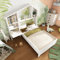 Merax Kinderbett Holzbett 90x200cm Einzelbett mit Bücherregale, Stauraumbett Bettgestell mit Lattenrost, offene Regale, Funktionsbett Flachbett Jugendbett, stabiles Metallrahmen, Ohne Matratze, Weiß
