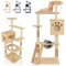 JUPPLIES Rascador para Gatos 141cm - Arbol Rascador para Gatos Estable de Varios Niveles - Arbol para Gatos de Actividades con 5 Plataformas, 2 nidos y 1 Casa para Gatos - Torre Gatos (Madera)