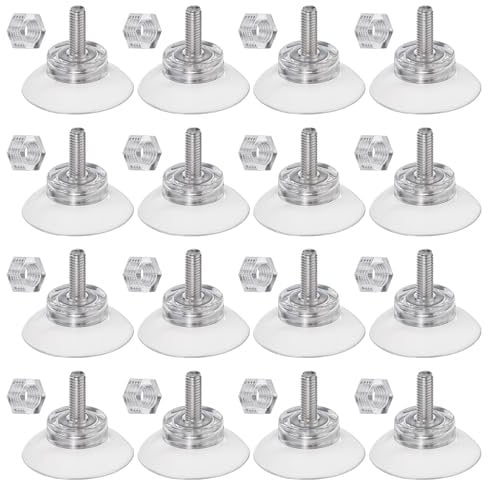 GEEHUA 16 Stück M4 Saugnapf mit Gewinde und Schraube, 30 mm Glas Saugnäpfe Transparente PVC Saugnapf Pads Schrauben Saugnapf Pad, Stark klebender Saugnapfhalter für Badezimmer Wand Tür Fenster