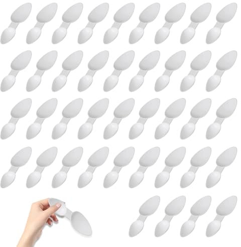 Double Sided Plastic Spoons 40 PCS 5ml/2.5ml Double Sided Spoon Medicine Spoons Reusable Plastic Medicine Spoons for Medicines Grain Powder Milk Powder Coffee Powder Washing Powder (White)