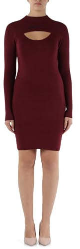 Karl Lagerfeld Jeans Femme Cut Out Knit Dress Zinfandel S