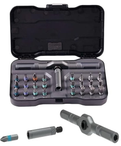 DIY Screwdriver 24 in 1, Magnetic Screwdriver Set with T Ratchet Handle,Multi Bit Magnetic Screwdrivers Sets, Multi-Purpose 24 in 1 Ratchet Wrench Screwdrivers S2 Magnetic Bit