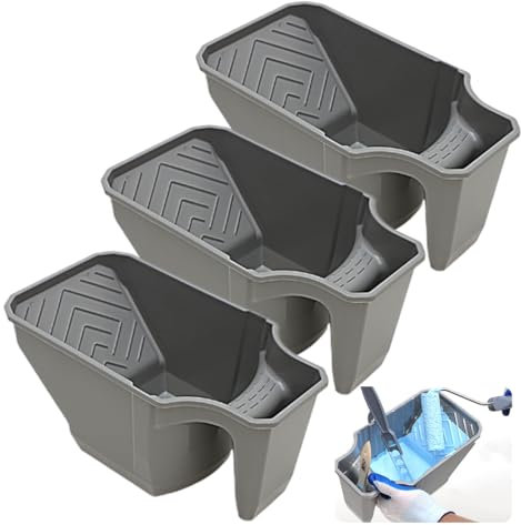 WRQIOO 3Stück Farbwanne, Farbwannen mit Haltegriff, Extra Hohen Seitenwänden und Abrollfläche, Paint Tray, Lackierwanne für Renovierungs Malerei