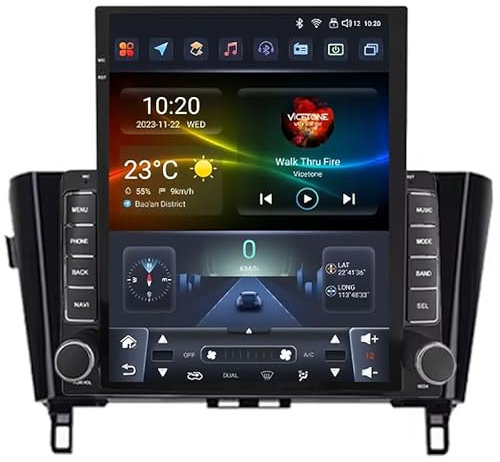 LZHIF Radio con Pantalla Táctil Android 11 9,7 Pulgada para Nissan Qashqai J11 X-Trail 2013-2017,Reproductor de Video,Navegación GPS,Duplicación de Pantalla,Control del Volante Bluetooth,AT100