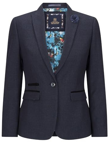 Infinity Leather Women's Tailored Fit Tweed Check Blazer Wool Jacket