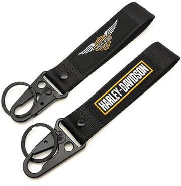 WRFUU Motorrad Polyester Stickerei Schlüsselanhänger personalisierte Schlüsselanhänger individuelle Schlüsselringe Schlüsselbänder für Harley,Black-A