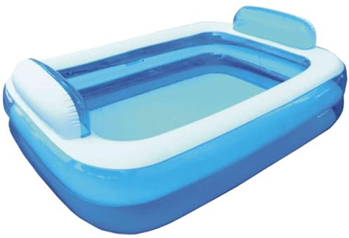 Sicignano | Piscine gonflable rectangulaire pour enfants +3 ans – PVC résistant, valve de décharge rapide, kit de réparation inclus (Azur, 266 x 175 x 50 h cm)