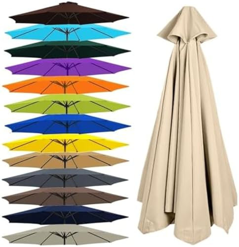 Baldacchino di Ricambio Ombrellone, Ombrellone di Ricambio A 8 Bracci da 4,0 m, Protezione Uv, Adatto Per Patio, Spiaggia, Albicocca, 8 Stecche - 400 cm (13,1 Piedi)