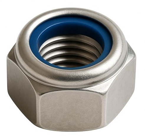 Dado Nylstop M10 in acciaio inox indesserrabile Ø 10 mm | dadi freno 10 mm autobloccante esagonale autofrenato DIN 985 acciaio inossidabile A2-70 (V2A/304) con anello in nylon di bloccaggio: Set di