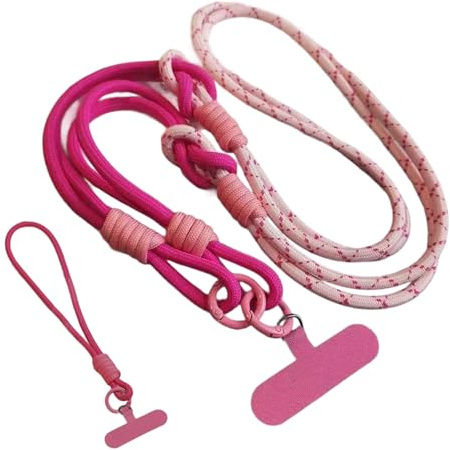 Phone Lanyard With Card Holder, Anti Theft Adjustable And Comfortable Mobile Phone Wrist Strap, 3 In 1 Pink Handbag Strap Crossbody For Neck Compatible With Most Mobilephone Camera/Iphone/Airpods