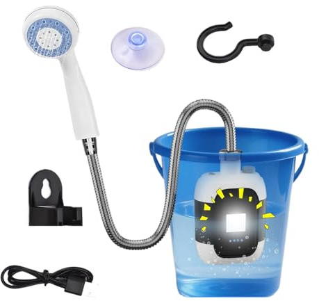 Douche De Camping Portable,Pompe Électrique Avec Éclairage LED Pour Extérieur - Accessoire Aventure Pour Bain Animaux Plage Jardin Lavage Voiture