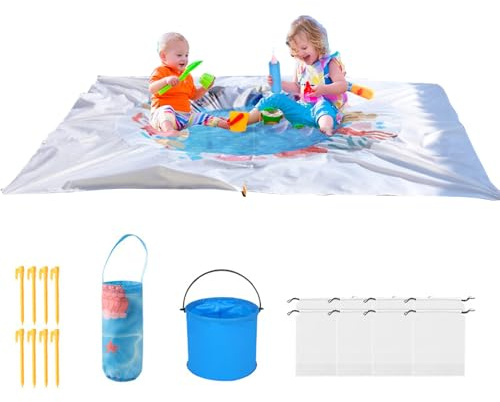Rrlihjgu Piscina Spiaggia per, Piscina Piscina 2 x 2 Metri Copertura Spiaggia Impermeabile Anti-Sabbia 2 in 1 Pieghevole Gioco d'acqua Portatile per