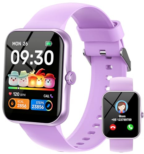 Alutoria Smartwatch Bambini Fitness Tracker, 1.83 Orologio per Bambino Bambina con Cardiaca Monitor del Sonno Resistente all'Acqua IP68, Smart Watch per Ragazza Ragazzo Ado 5-16 Anni Regalo (Viola)