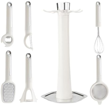 Tanakeji Kitchen Gadget Set | Strainer with Stand, Kitchen Aid | Includes Bottle Opener, Peeler, Grater, Whisk and Strainer