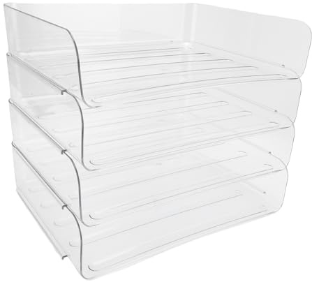 ANKROYU Acryl-Schreibtisch-Briefablage-Set, 4-stufig, stapelbarer Papier-Organizer, transparenter Dokumentenhalter für Büro, Zuhause, Bibliothek, Studium, Klassenzimmer, Aufbewahru