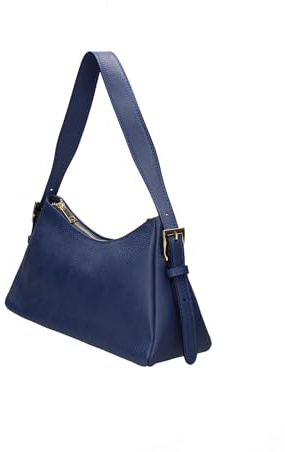 Gave Lux Schultertasche für Damen aus echtem Leder Made in Italy 31 x 17 x 10 cm GLX228104623FBG, Jeansblau, Einheitsgröße
