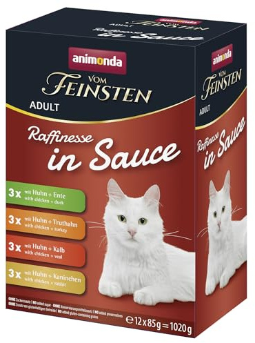 animonda Vom Feinsten Adult Katzenfutter nass in Sauce Mixpack (12 x 85g) | Katzen Nassfutter mit Taurin und Vitamin D3, ohne Zusatz von Soja, Zucker und Konservierungsstoffen, 12 Portionsbeutel á 85g