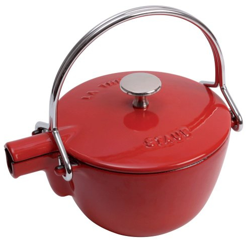 Staub Cast Iron 1-qt Round Tea Kettle - Cherry, Made in France