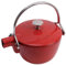 STAUB Hervidor de té redondo de hierro fundido, 1 cuarto de galón, cereza